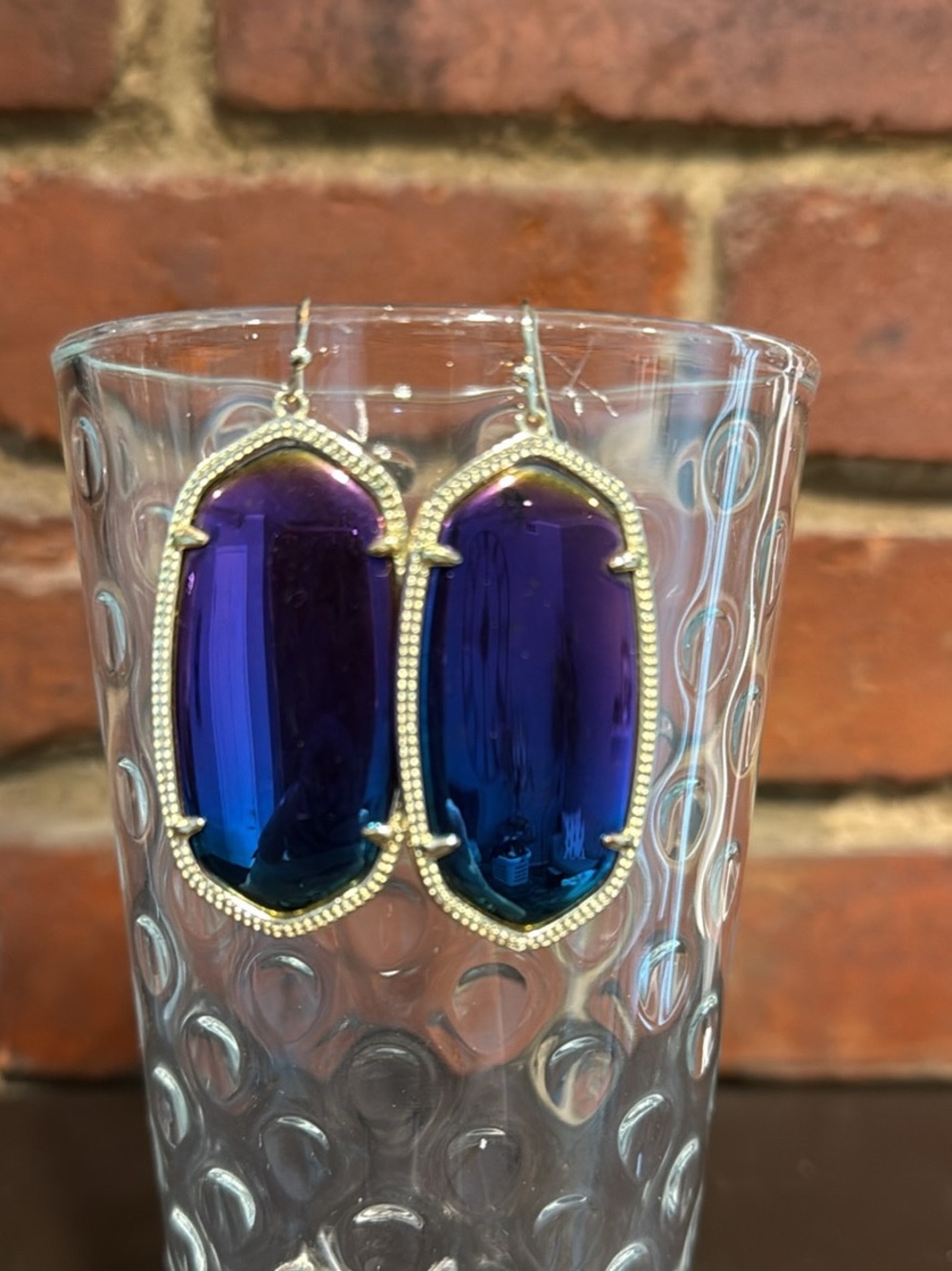 Kendra Scott Blue‑Purple Iridescent large Teardrop duo Earrings